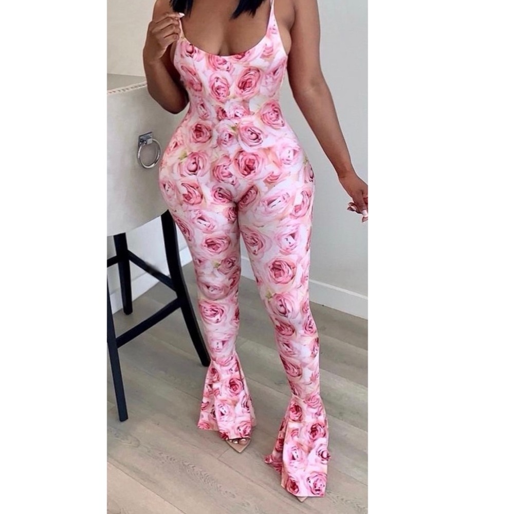 Stretch flared jumpsuit.